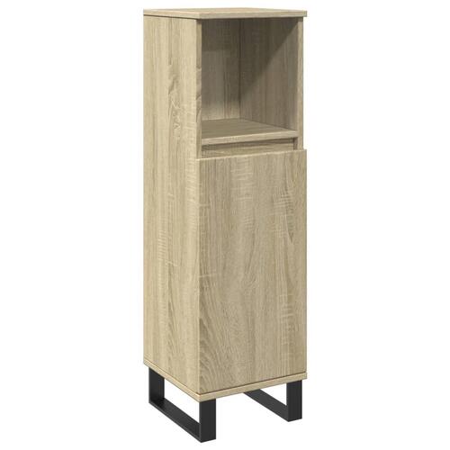 Badeværelsesskab 30x30x100 cm konstrueret træ sonoma-eg