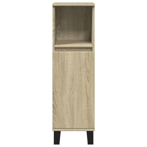 Badeværelsesskab 30x30x100 cm konstrueret træ sonoma-eg