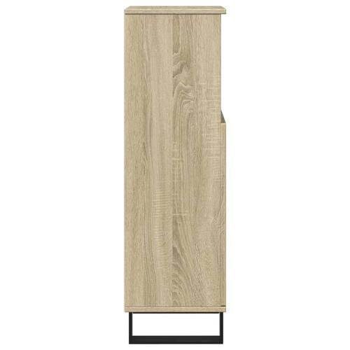 Badeværelsesskab 30x30x100 cm konstrueret træ sonoma-eg