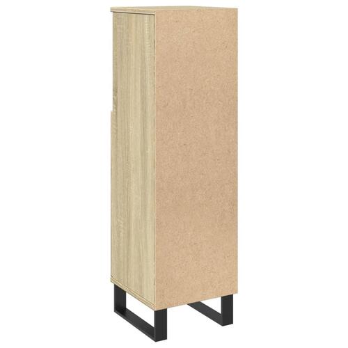 Badeværelsesskab 30x30x100 cm konstrueret træ sonoma-eg