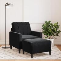 Sofastol med fodskammel 60 cm velour sort