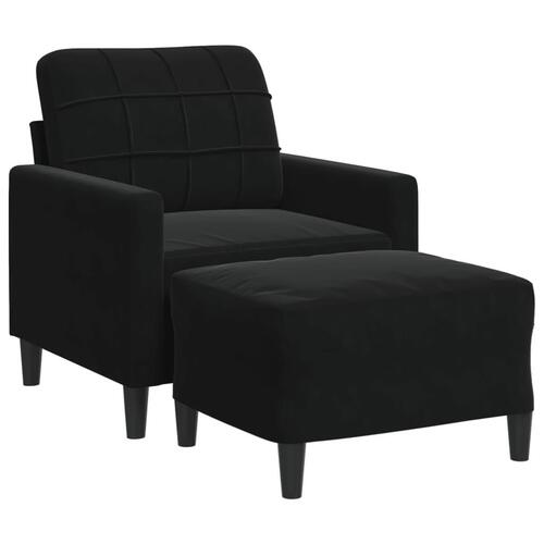 Sofastol med fodskammel 60 cm velour sort