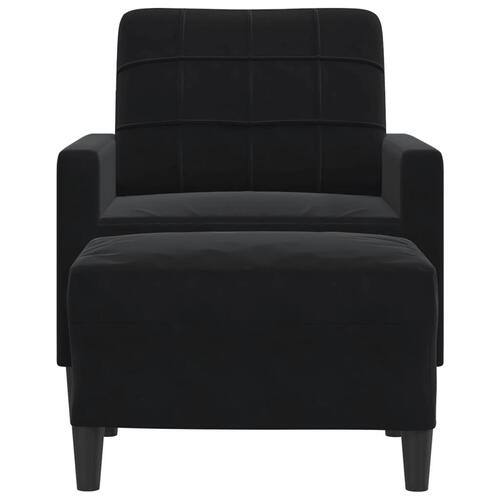 Sofastol med fodskammel 60 cm velour sort