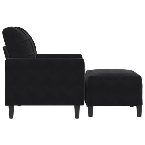 Sofastol med fodskammel 60 cm velour sort