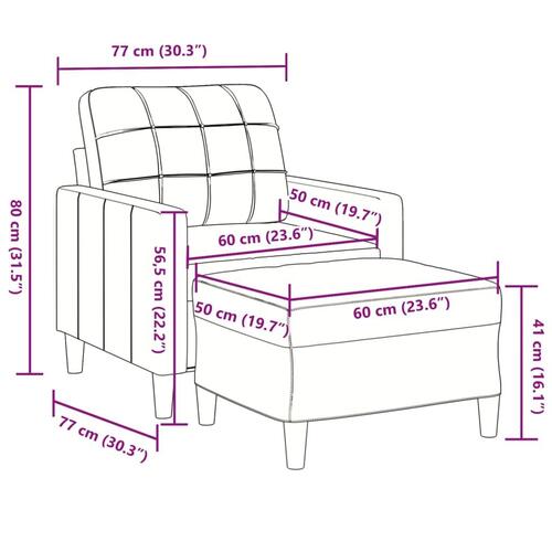 Sofastol med fodskammel 60 cm velour sort