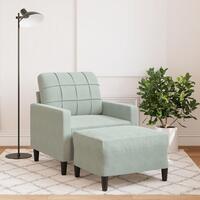 Sofastol med fodskammel 60 cm velour lysegrå