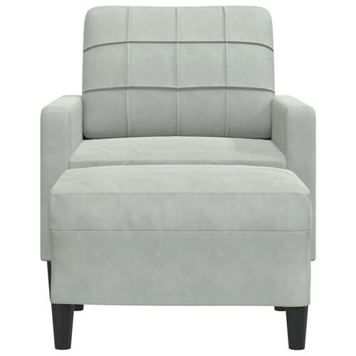 Sofastol med fodskammel 60 cm velour lysegrå