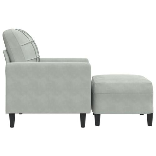 Sofastol med fodskammel 60 cm velour lysegrå