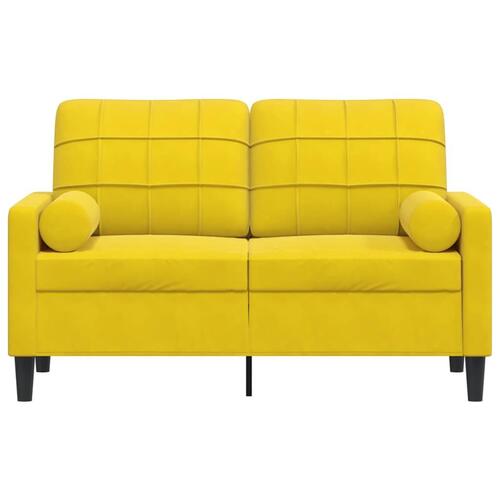 2-personers sofa med pyntepuder 120 cm velour gul