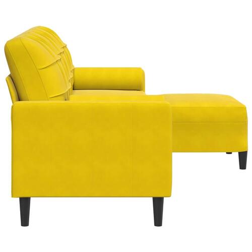 3-personers sofa med fodskammel 210 cm fløjl gul