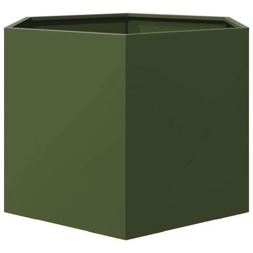 Plantekasse 69x60x45 cm sekskantet stål olivengrøn
