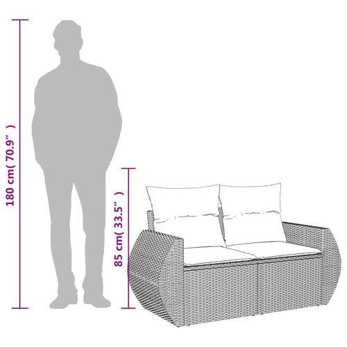 2-personers havesofa med hynder polyrattan lysegrå
