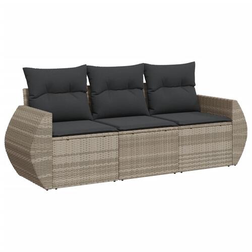 Sofasæt til haven 3 dele med hynder polyrattan lysegrå