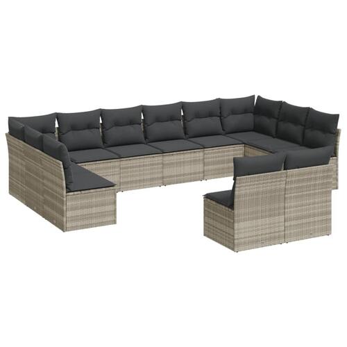 Sofasæt til haven 12 dele med hynder polyrattan lysegrå