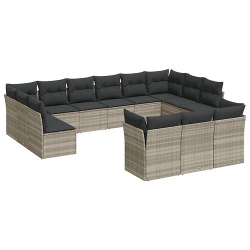 Sofasæt til haven 13 dele med hynder polyrattan lysegrå