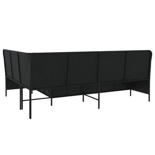 Havesofa med hynder L-formet polyrattan sort