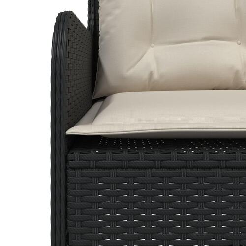 Havesofa med hynder L-formet polyrattan sort