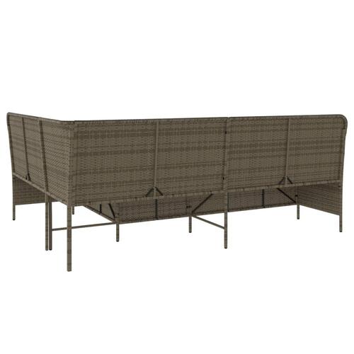 Havesofa med hynder L-formet polyrattan grå