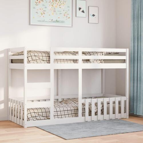Køjeseng 75x190 cm massivt fyrretræ hvid