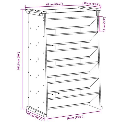 Plantevæg 69x40x101,5 cm 6 niveauer massivt douglasgran