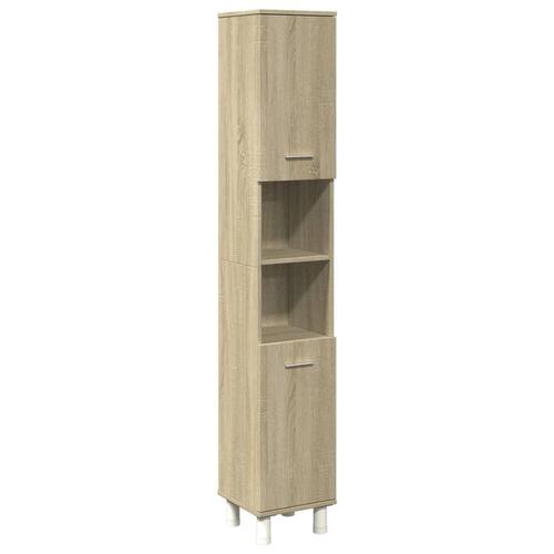 Badeværelsesskab 30,5x30x179 cm konstrueret træ sonoma-eg