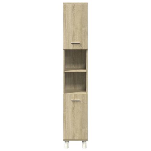 Badeværelsesskab 30,5x30x179 cm konstrueret træ sonoma-eg
