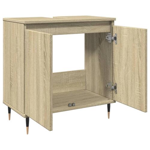 Badeværelsesskab 58x33x60 cm konstrueret træ sonoma-eg