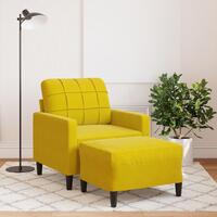 Sofastol med fodskammel 60 cm velour gul
