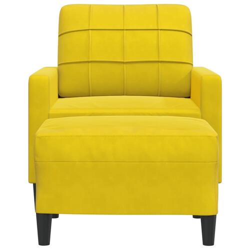 Sofastol med fodskammel 60 cm velour gul