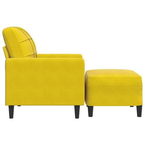 Sofastol med fodskammel 60 cm velour gul