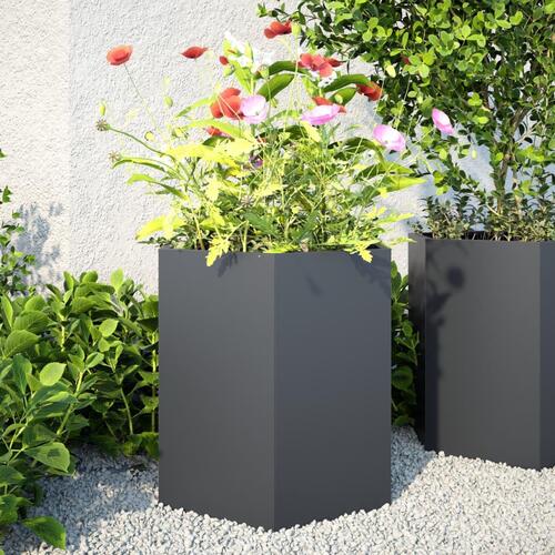Havekrukker 2 stk 46x40x45 cm sekskantet stål antracitgrå