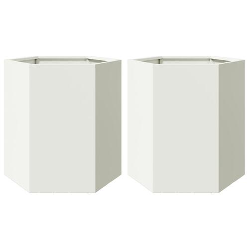 Havekrukker 2 stk. 46x40x45 cm sekskantet stål hvid