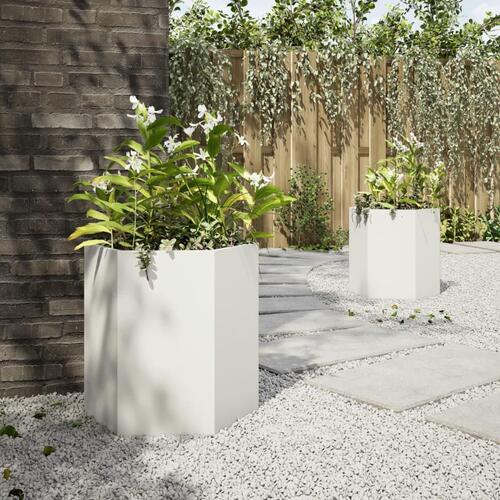 Havekrukker 2 stk. 46x40x45 cm sekskantet stål hvid