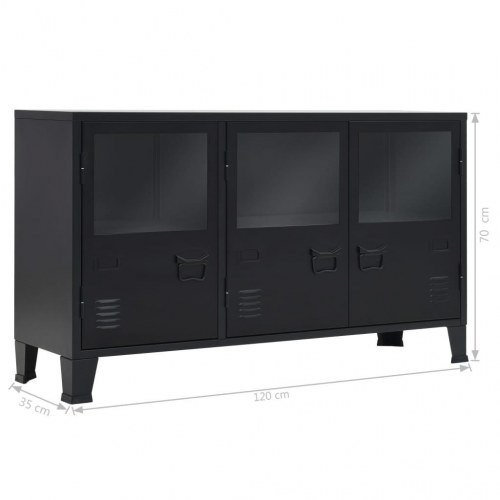 Skænk i metal industriel stil 120 x 35 x 70 cm sort