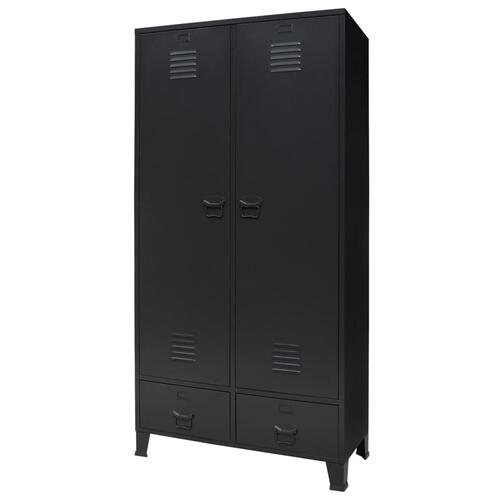 Garderobe i metal industriel stil 90 x 40 x 180 cm sort