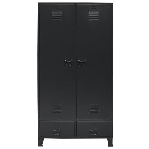 Garderobe i metal industriel stil 90 x 40 x 180 cm sort