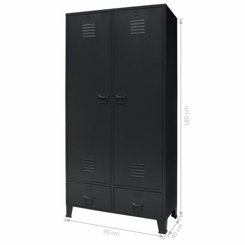 Garderobe i metal industriel stil 90 x 40 x 180 cm sort