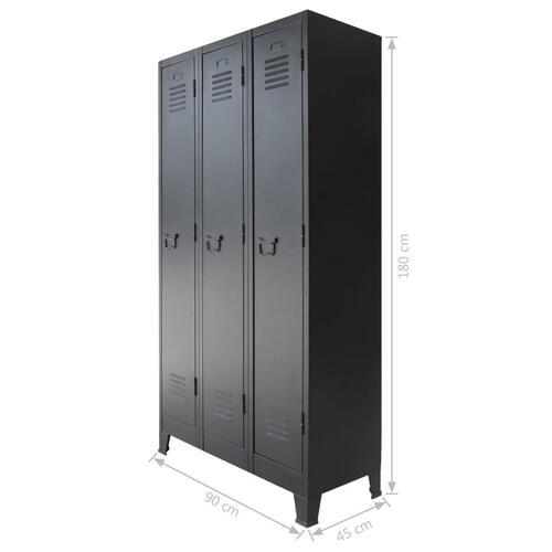 Metalskab industriel stil 90 x 45 x 180 cm