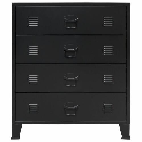Kommode i metal industriel stil 78 x 40 x 93 cm sort