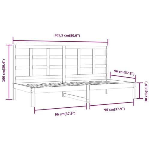 Daybed uden madras 90x200 cm massivt fyrretræ hvid