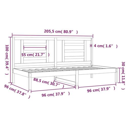 Daybed uden madras 90x200 cm massivt fyrretræ