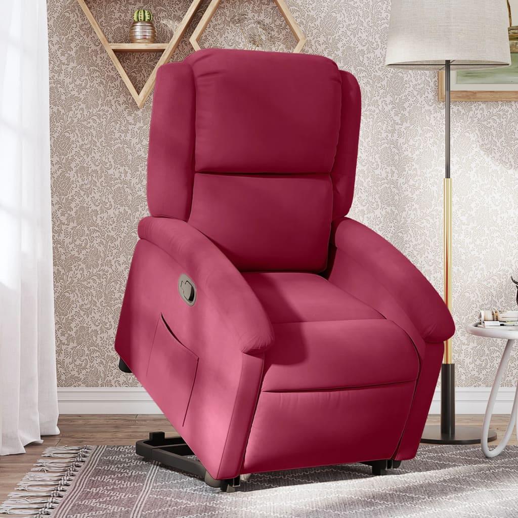 Løftestol velour vinrød