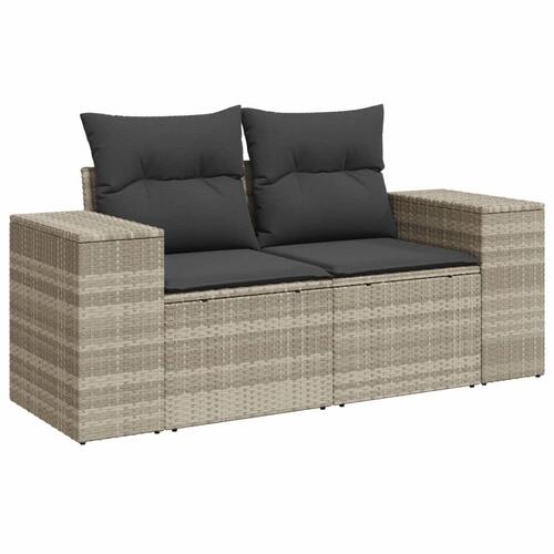 Sofasæt til haven 10 dele med hynder polyrattan lysegrå