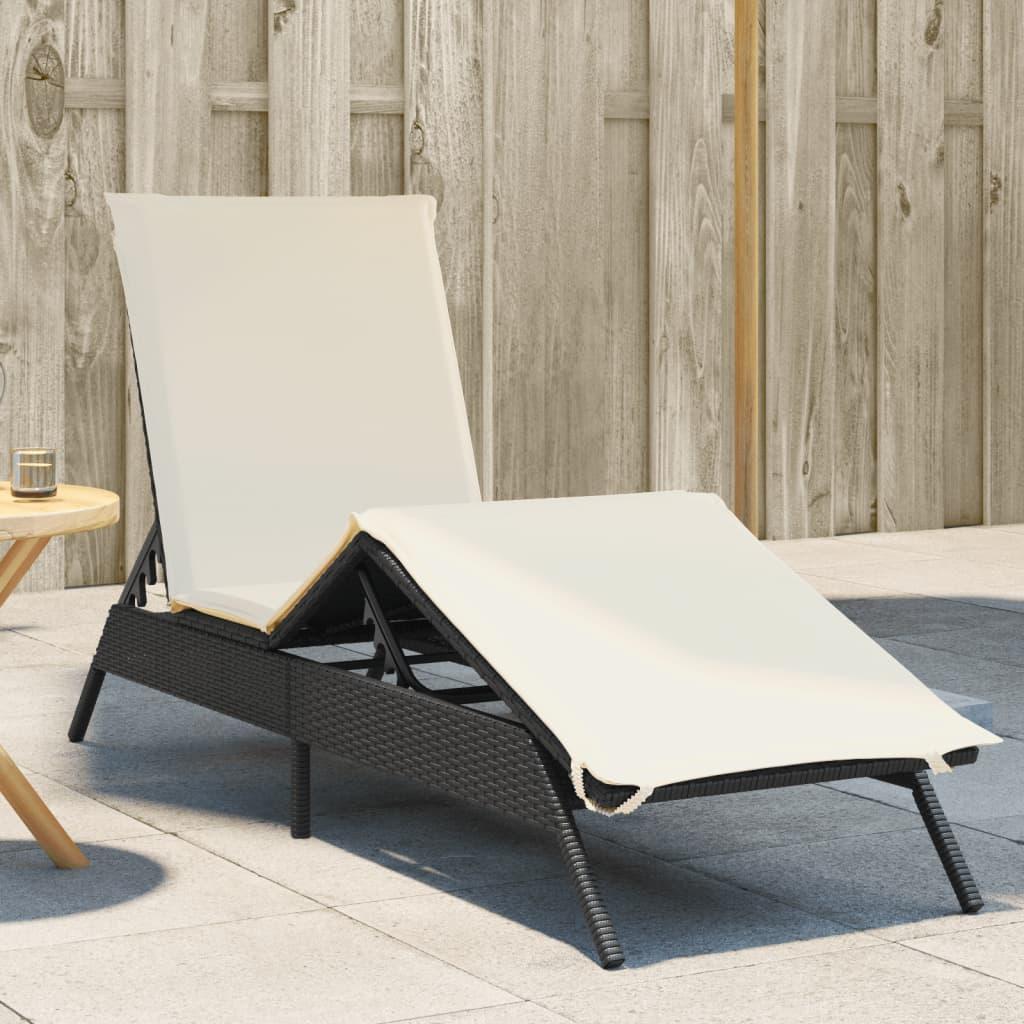 Liggestol med hynde polyrattan sort