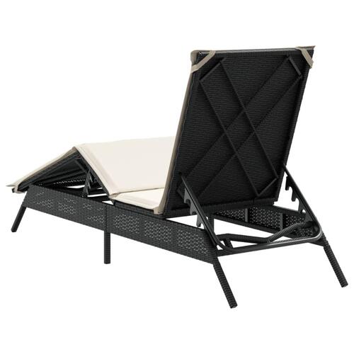 Liggestol med hynde polyrattan sort
