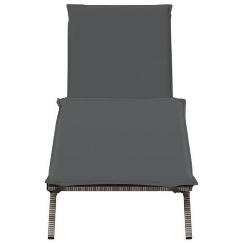 Liggestol med hynde polyrattan grå