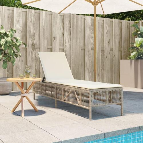 Liggestol med hynde polyrattan beige