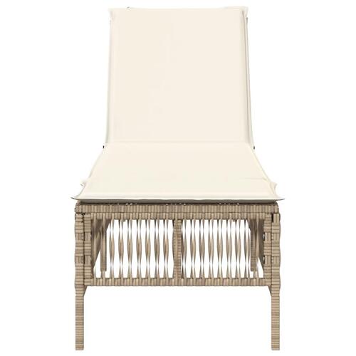 Liggestol med hynde polyrattan beige
