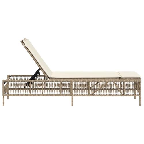 Liggestol med hynde polyrattan beige