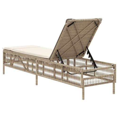 Liggestol med hynde polyrattan beige